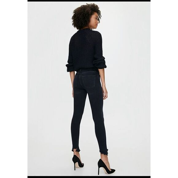 AGOLDE Sophie Shout Distressed Chewed Hem Black mid rise Skinny Jeans - Picture 4 of 14